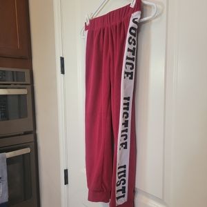 Sleep Pants Pajama Bottoms Fleece Burgandy Medium 10 Logo JUSTICE